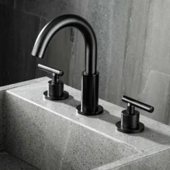 Deck Mounted Two Handle Matte Black Widespread Bathroom Faucet RB0763 -Cheap RBrohant Store RB0763 4