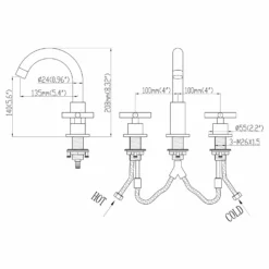 Deck Mounted Two Handle Matte Black Widespread Bathroom Faucet RB0763 -Cheap RBrohant Store RB0763 7
