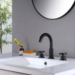 Matte Black Deck Mounted Bathroom Sink Faucet With Rough-in Valve RB0765 -Cheap RBrohant Store RB0765 3
