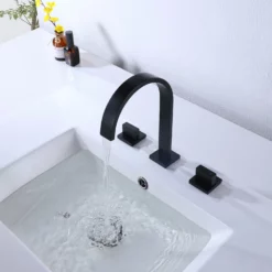 Matte Black 3 Hole Widespread Bathroom Sink Faucet Solid Brass RB0766 -Cheap RBrohant Store RB0766 4 7cd0725c 4c90 48d7 a0d3 bbd797b9cbf8