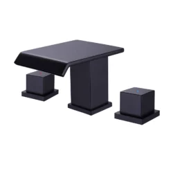 Matte Black Two Handle 3 Hole Waterfall Bathroom Faucet For Sink RB0783