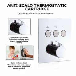 Wall Mount Thermostatic Shower System With 2-Function Shower Head Solid Brass -Cheap RBrohant Store RB0813 10