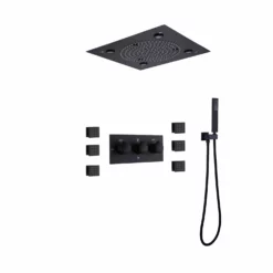 3 Function Large Shower System With Body Spray And LED Light Matte Black RB0815