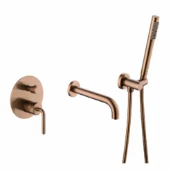Wall Mount Rose Gold Tub Filler Bathtub Faucet With Sprayer RB0878