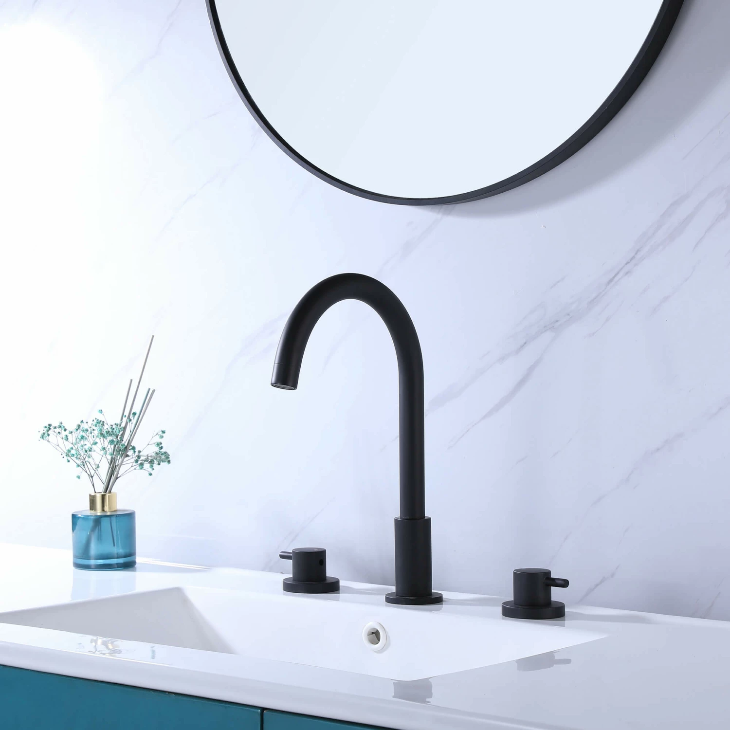 Matte Black Widespread Bathroom Vanity Sink Faucet RB0897 3 Matte Black Widespread Bathroom Vanity Sink Faucet RB0897 - Image 3