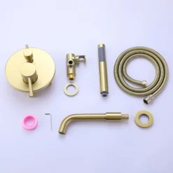 Wall Mounted Brushed Gold Bathtub Faucet With Handheld Shower RB0908 -Cheap RBrohant Store RB0908 8
