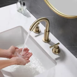 Deck Mounted Two Handle Matte Black Widespread Bathroom Faucet RB0763 -Cheap RBrohant Store RB0926 3