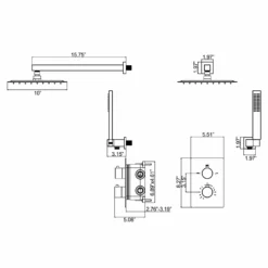 Wall Mount Thermostatic Rain Shower Head Kit Matte Black Shower Combo Set RB0946 -Cheap RBrohant Store RB0946 10