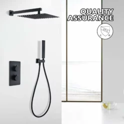 Wall Mount Thermostatic Rain Shower Head Kit Matte Black Shower Combo Set RB0946 -Cheap RBrohant Store RB0946 4