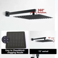 Wall Mount Thermostatic Rain Shower Head Kit Matte Black Shower Combo Set RB0946 -Cheap RBrohant Store RB0946 5