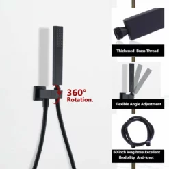 Wall Mount Thermostatic Rain Shower Head Kit Matte Black Shower Combo Set RB0946 -Cheap RBrohant Store RB0946 6