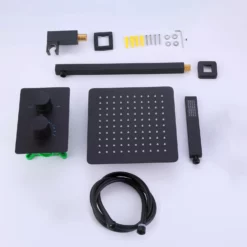 Wall Mount Thermostatic Rain Shower Head Kit Matte Black Shower Combo Set RB0946 -Cheap RBrohant Store RB0946 9