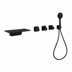 Cheap RBrohant Store 40 Wall Mounted Waterfall Tub Filler Faucet High Flow Matte Black Bathtub Faucet RB0950