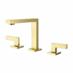 Widespread Bathroom Faucet 3 Hole Brushed Gold Basin Lavatory Mixer Tap RB0956