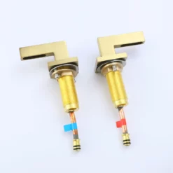 Widespread Bathroom Faucet 3 Hole Brushed Gold Basin Lavatory Mixer Tap RB0956 -Cheap RBrohant Store RB0956 6