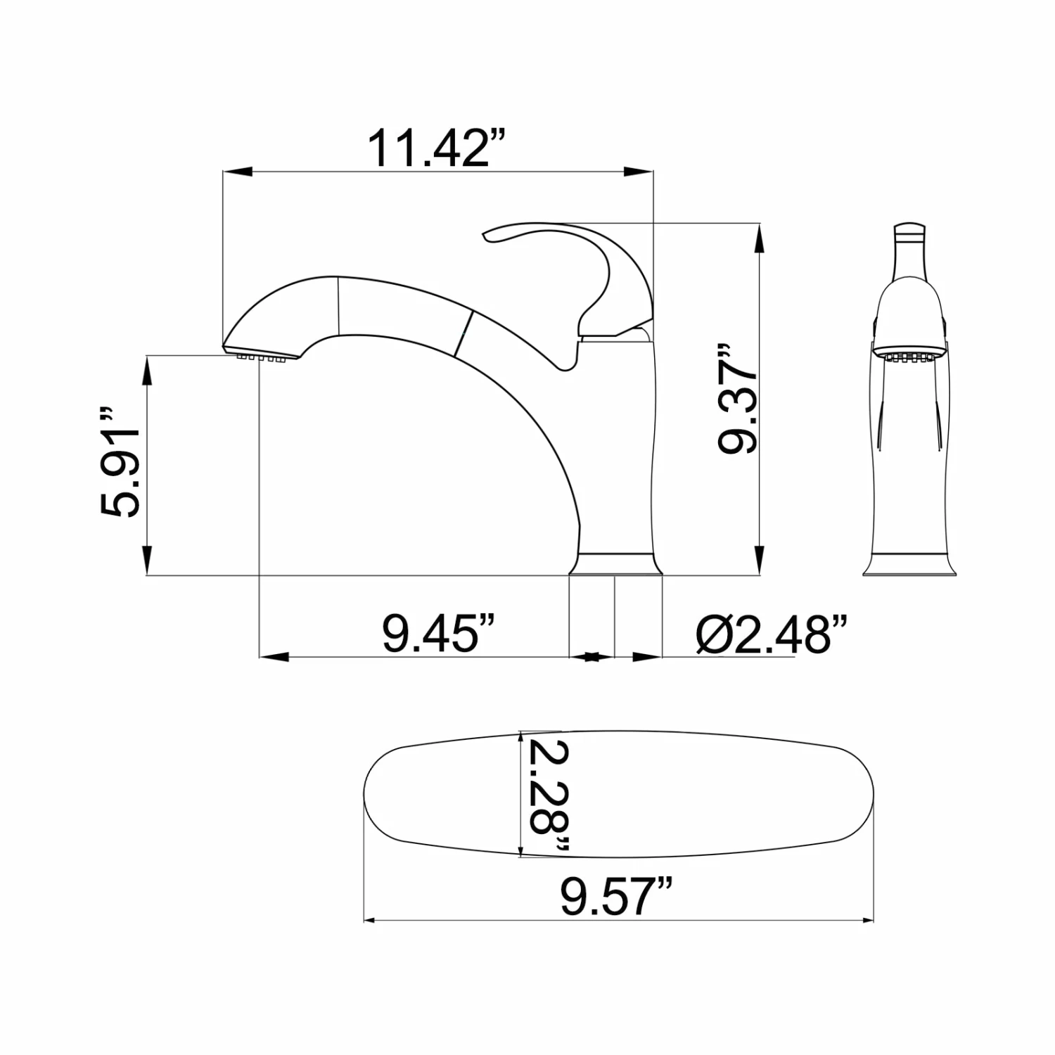 Two Spray Mode Pull Out Bathroom Sink Faucet With Deck Plate RB0958 9 Two Spray Mode Pull Out Bathroom Sink Faucet With Deck Plate RB0958 - Image 9