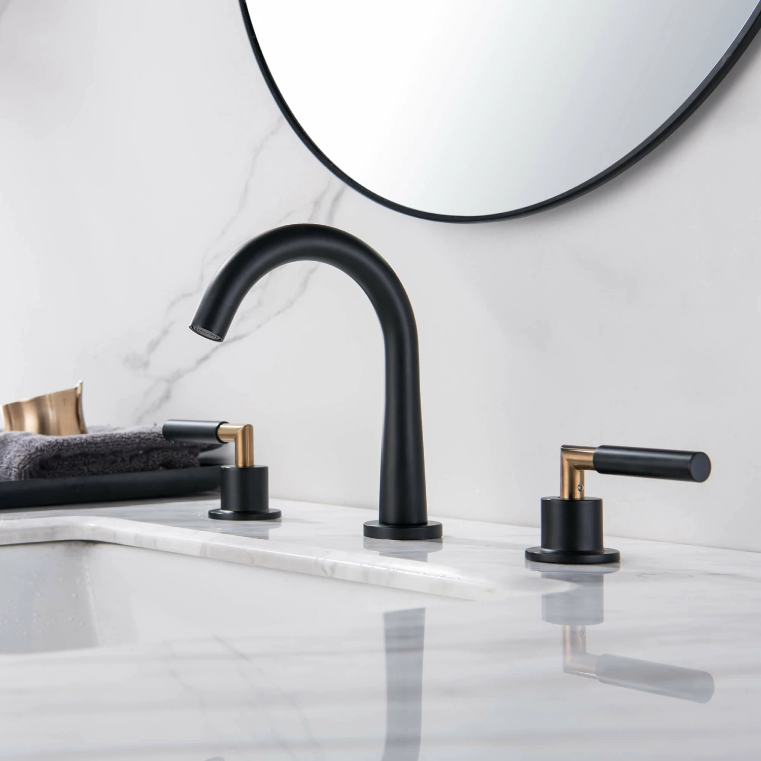 Widespread Bathroom Faucet Deck Mount 2 Handle Sink Vanity Faucet RB0959 2 Widespread Bathroom Faucet Deck Mount 2 Handle Sink Vanity Faucet RB0959 - Image 2