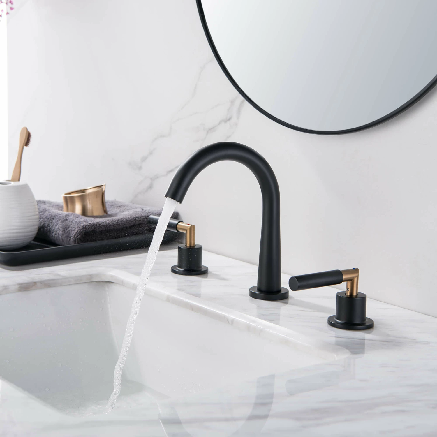 Widespread Bathroom Faucet Deck Mount 2 Handle Sink Vanity Faucet RB0959 3 Widespread Bathroom Faucet Deck Mount 2 Handle Sink Vanity Faucet RB0959 - Image 3