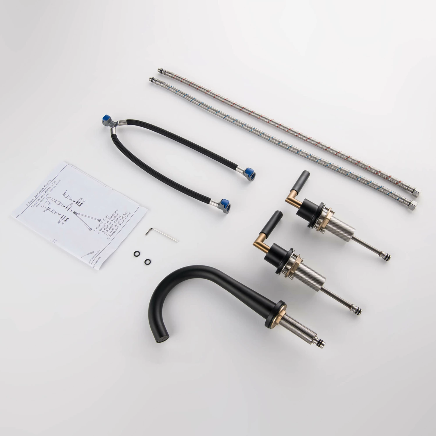 Widespread Bathroom Faucet Deck Mount 2 Handle Sink Vanity Faucet RB0959 7 Widespread Bathroom Faucet Deck Mount 2 Handle Sink Vanity Faucet RB0959 - Image 7