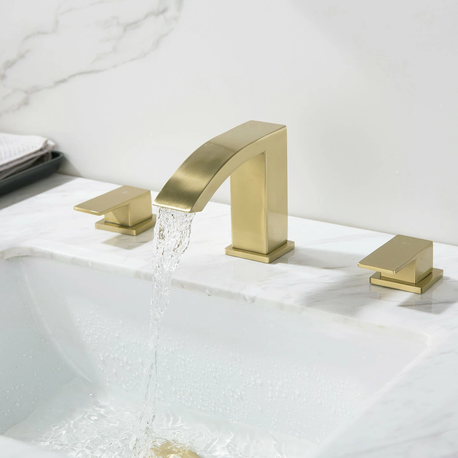Widespread 2 Handle Bathroom Sink Faucet Brushed Gold RB0980 5 Widespread 2 Handle Bathroom Sink Faucet Brushed Gold RB0980 - Image 5