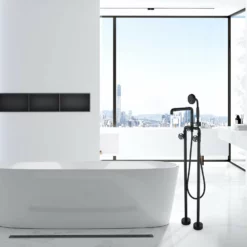 Matte Black Freestanding Tub Faucet Clawfoot Industrial Tub Faucet With Hand Shower RB0992 -Cheap RBrohant Store RB0992 3