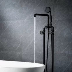 Matte Black Freestanding Tub Faucet Clawfoot Industrial Tub Faucet With Hand Shower RB0992 -Cheap RBrohant Store RB0992 4