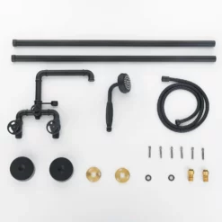 Matte Black Freestanding Tub Faucet Clawfoot Industrial Tub Faucet With Hand Shower RB0992 -Cheap RBrohant Store RB0992 9