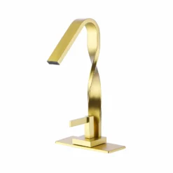 Creative Bathroom Basin Faucet With 6 Inch Cover Plate Brushed Gold RB1003