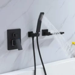Wall Mounted Matte Black Tub Filler With Tub Spout And Hand Shower RB1014 -Cheap RBrohant Store RB1014 4 190ea778 1e7d 4713 a3e8 340ec28f3485