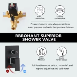 Wall Mount Rainfall Shower System Matte Black Shower Faucet RB1016 -Cheap RBrohant Store RB1016 6 e2823186 55d4 43ac bd0c c9cd67cba26b