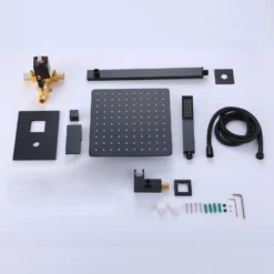 Wall Mount Rainfall Shower System Matte Black Shower Faucet RB1016 -Cheap RBrohant Store RB1016 7