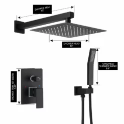 Wall Mount Rainfall Shower System Matte Black Shower Faucet RB1016 -Cheap RBrohant Store RB1016 9