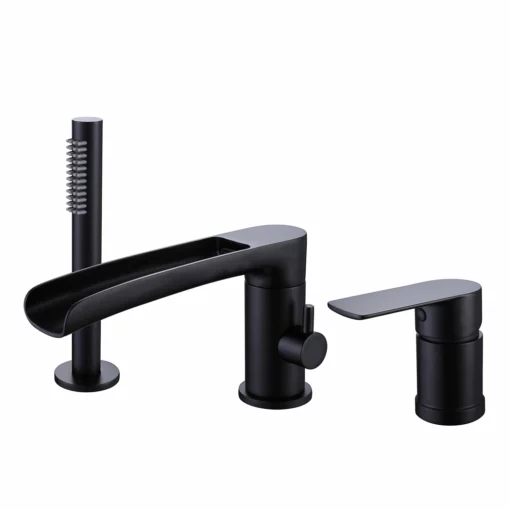 Widespread Bathtub Faucet Set Deck Mounted 3 Holes Single Handle Faucet Matte Black RB1056 2 Widespread Bathtub Faucet Set Deck Mounted 3 Holes Single Handle Faucet Matte Black RB1056 -Cheap RBrohant Store RB1056 1