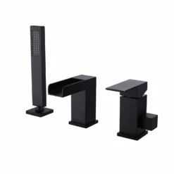 Tub Filler With Handheld Shower Matte Black Bathtub Waterfall Faucet RB1063