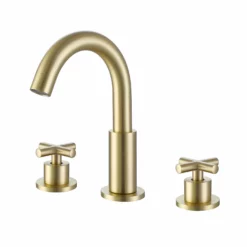 Cross Handle Widespread Bathroom Faucet With 360° Rotation Spout RB1065