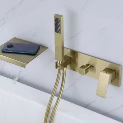 Waterfall Tub Faucet Wall Mounted Tub Filler With Hand Shower Brushed Gold RB1070 14 Waterfall Tub Faucet Wall Mounted Tub Filler With Hand Shower Brushed Gold RB1070 -Cheap RBrohant Store RB1070 5 6b15c56a 84b7 422d b0ff dd4789637768