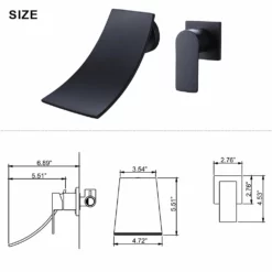 Wall Mount Single Handle Waterfall Bathroom Sink Faucet Matte Black RB1073 -Cheap RBrohant Store RB1073