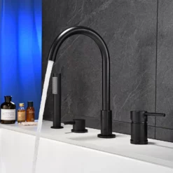 Deck Mounted 4 Hole Bathtub Filler Faucet With Double Handle RB1083 -Cheap RBrohant Store RB1083 6