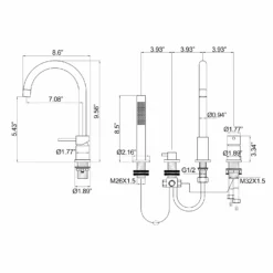 Deck Mounted 4 Hole Bathtub Filler Faucet With Double Handle RB1083 -Cheap RBrohant Store RB1083 8