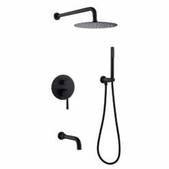 Shower System Matte Black Wall Mount 3-Function Tub Shower Combo Set RB1109
