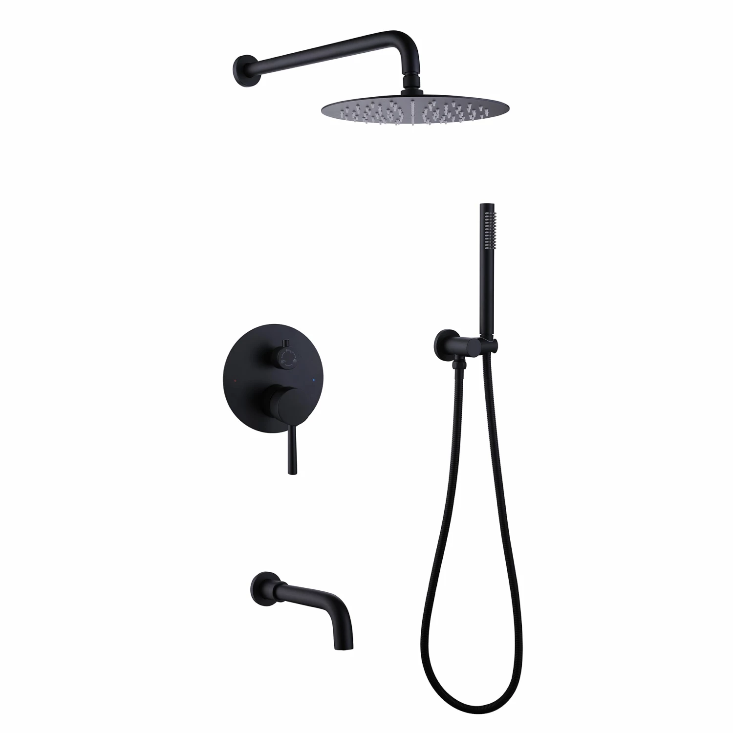 Shower System Matte Black Wall Mount 3-Function Tub Shower Combo Set RB1109 1 Shower System Matte Black Wall Mount 3-Function Tub Shower Combo Set RB1109