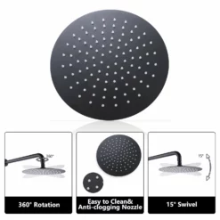 Shower System Matte Black Wall Mount 3-Function Tub Shower Combo Set RB1109 17 Shower System Matte Black Wall Mount 3-Function Tub Shower Combo Set RB1109 -Cheap RBrohant Store RB1109 4