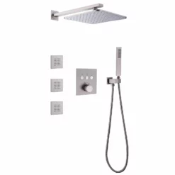 Thermostatic Shower System With Body Jets Square Rainfall Shower Head RB1112