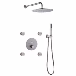 Shower System With 12-Inch Rain Shower Head Wand 4pcs Body Jets RB1115
