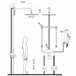 Shower System With 12-Inch Rain Shower Head Wand 4pcs Body Jets RB1115 -Cheap RBrohant Store RB1115 12