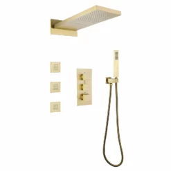 Wall Mount 3 Handle Thermostatic Shower System With 3 Body Jets RB1118