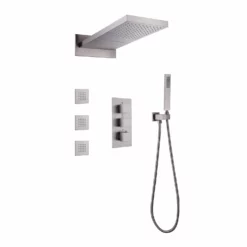 Brushed Nickel Thermostatic Shower System With 3pcs Body Jets Spray RB1119