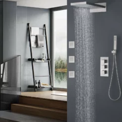 Brushed Nickel Thermostatic Shower System With 3pcs Body Jets Spray RB1119 -Cheap RBrohant Store RB1119 4