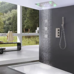 High-End Thermostatic Shower System With LED Waterfall Rainfall Shower Head RB1123 -Cheap RBrohant Store RB1123 5