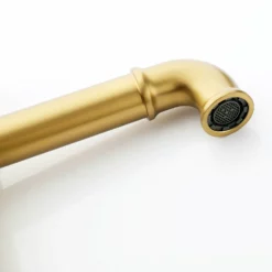 Wheel Handle Deck Mounted Bathroom Sink Faucet Brushed Gold RB1127 -Cheap RBrohant Store RB1127 5